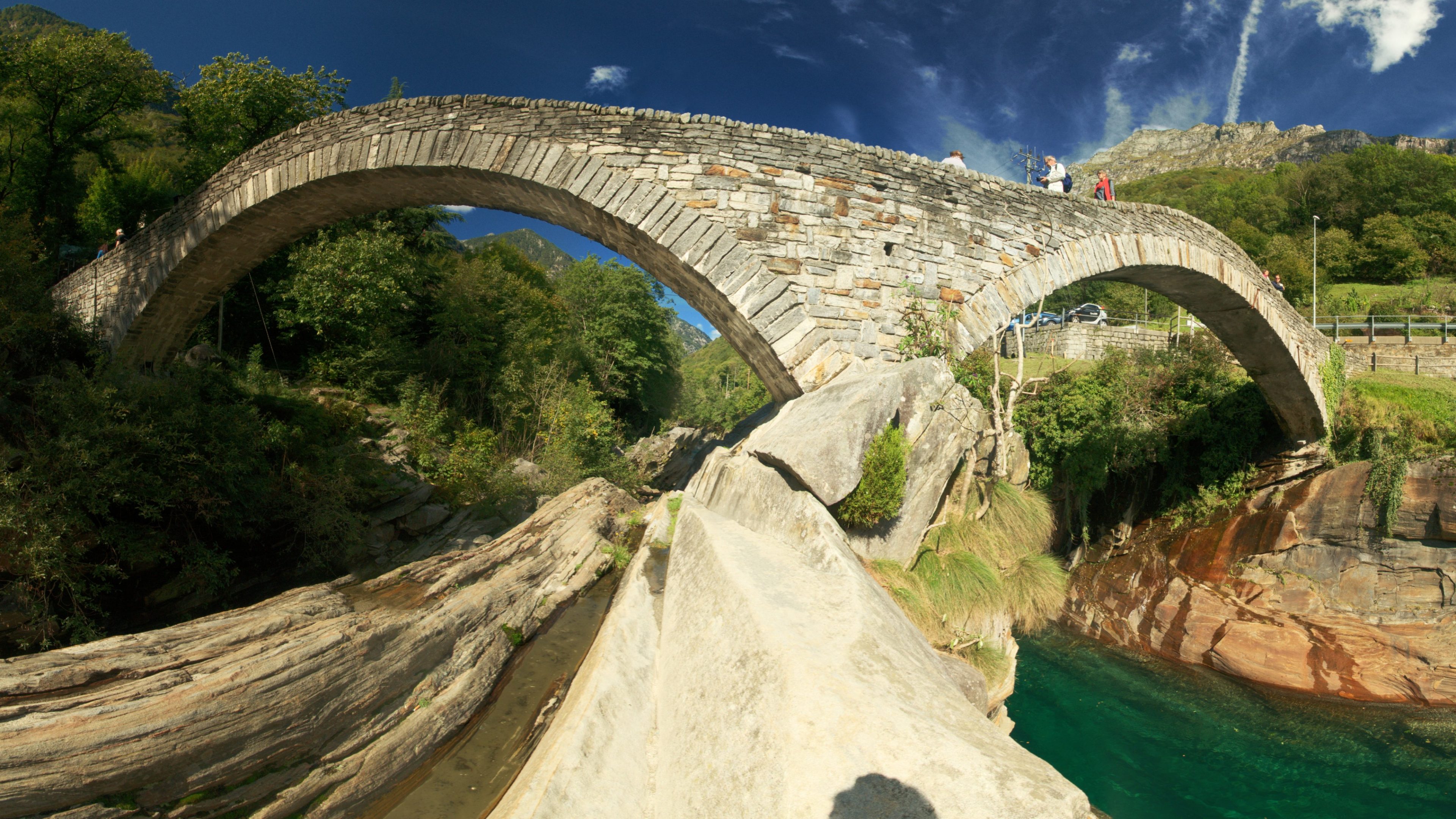 Ponte dei Salti; mediaeval double-arched bridge in Lavertezzo, Ticino