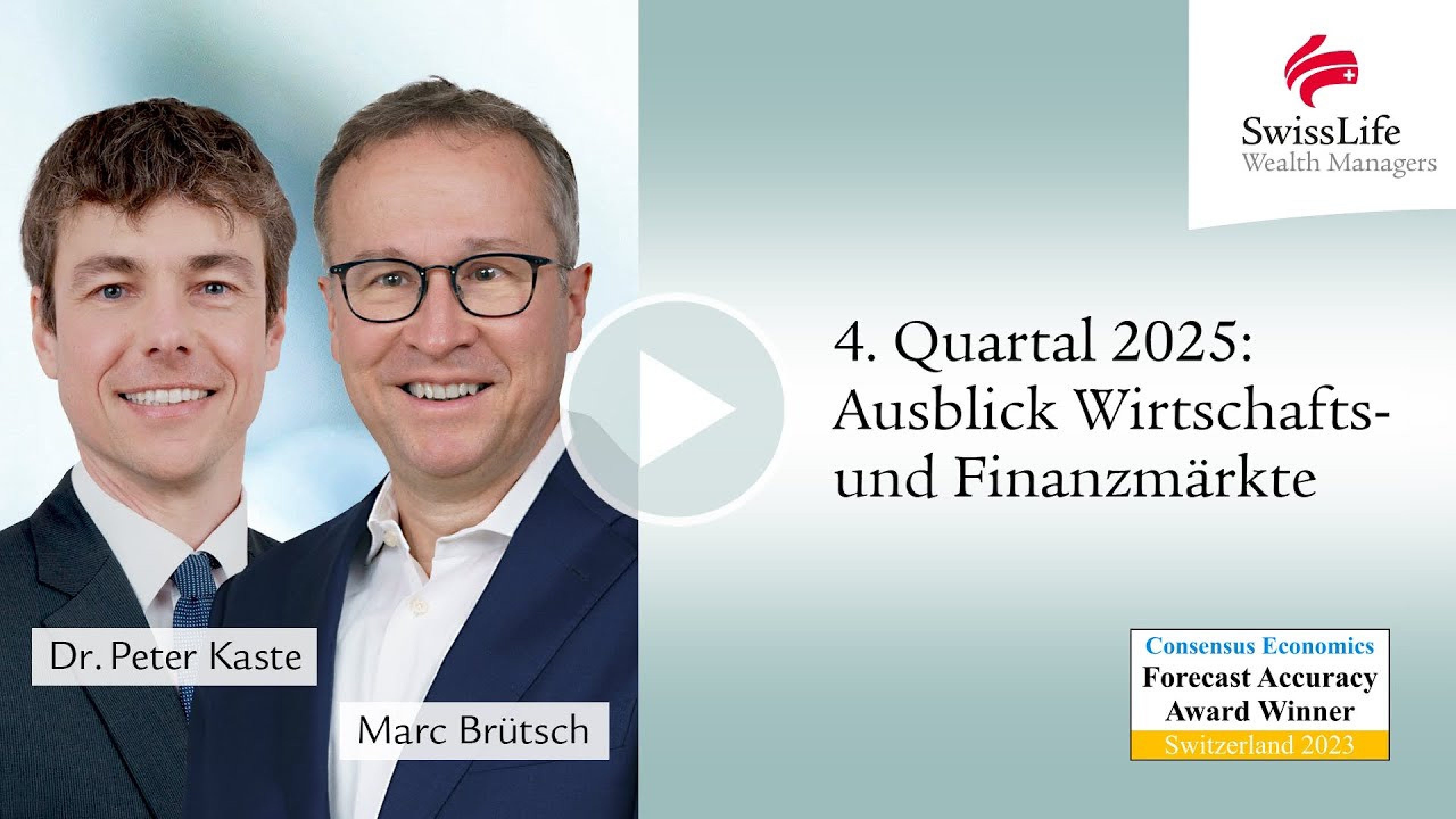 Finanzmarktausblick Q4/2025: Titelbild des Expertenvideos mit Marc Brütsch und Peter Kaste 