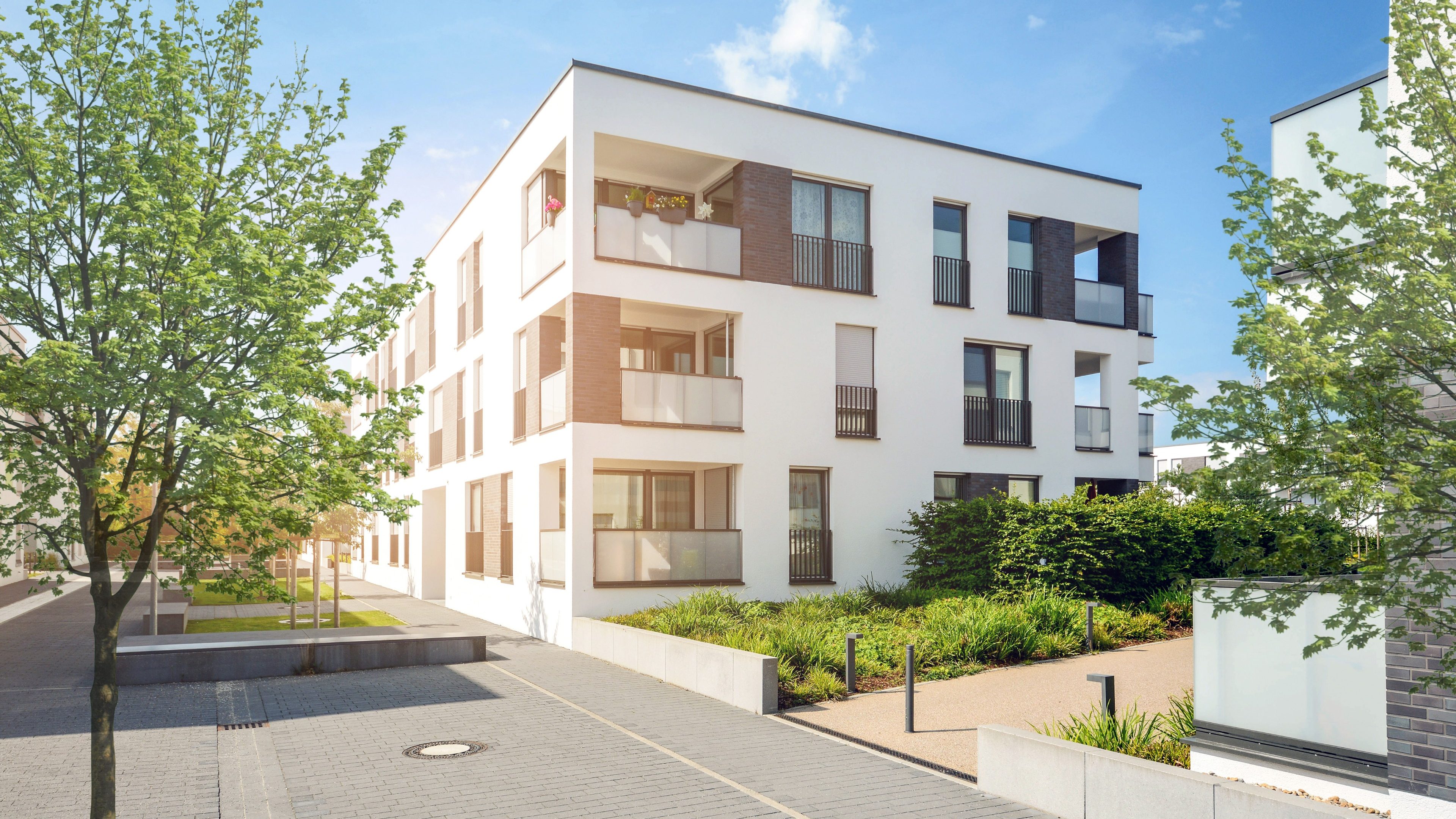 Residential area in the city, modern apartment buildings