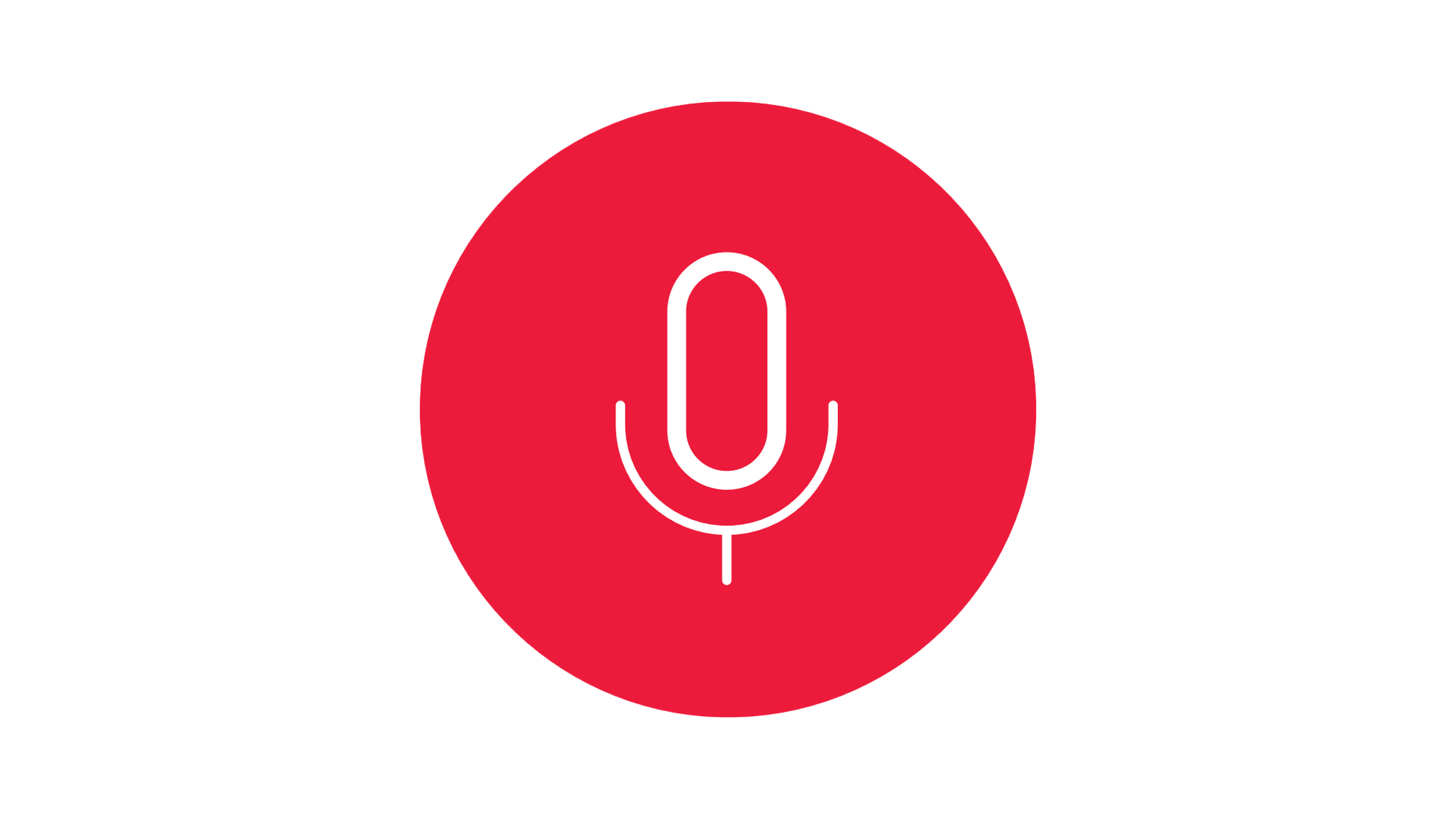 Ein rotes Icon, das ein Mikrofon darstellt. Es symbolisiert das Hören von Podcasts und ist ein bekanntes Symbol für die Welt der Audioinhalte.