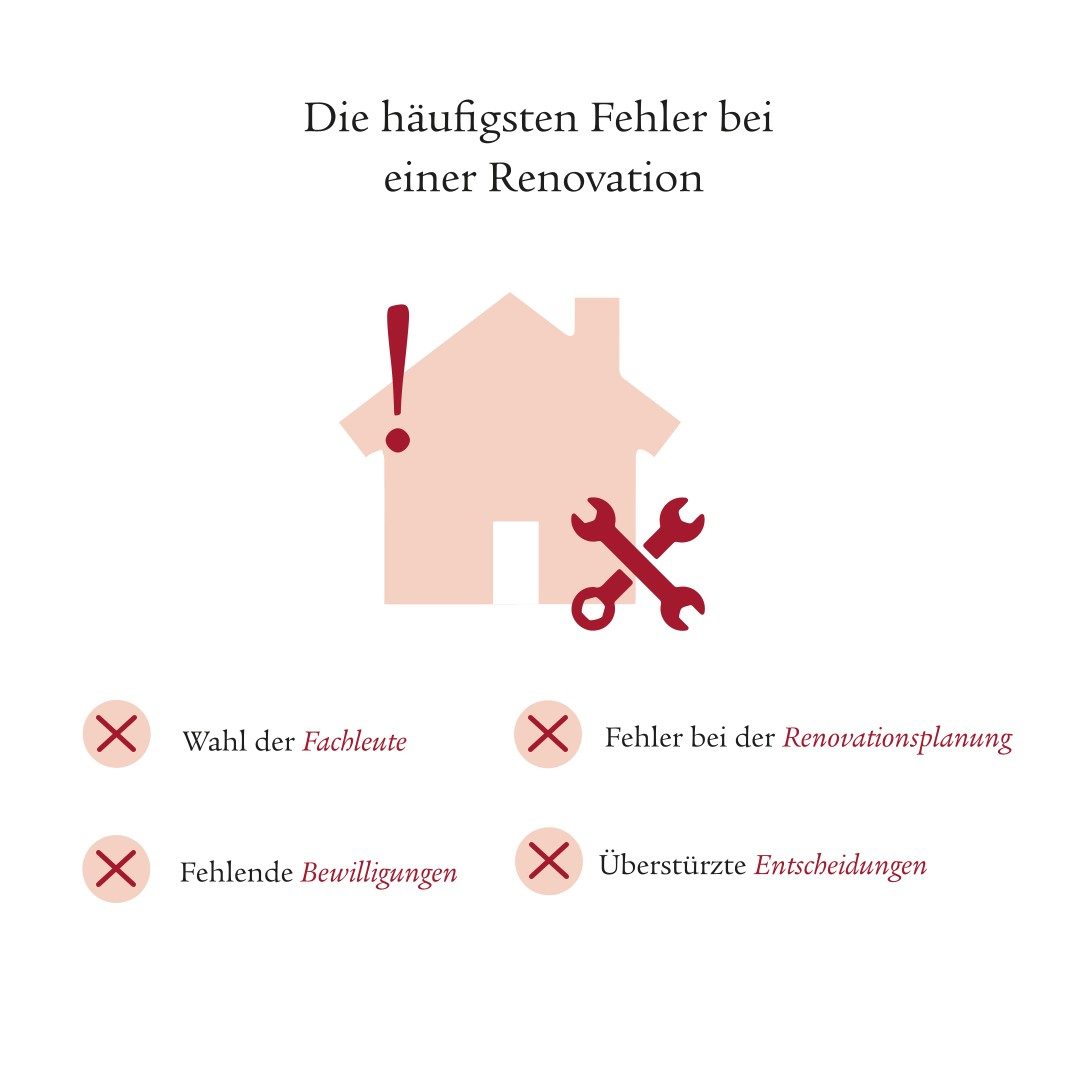 Wahl der Fachleute, fehlende Bewilligungen, Fehler bei der Planung, überstürzte Entscheidungen