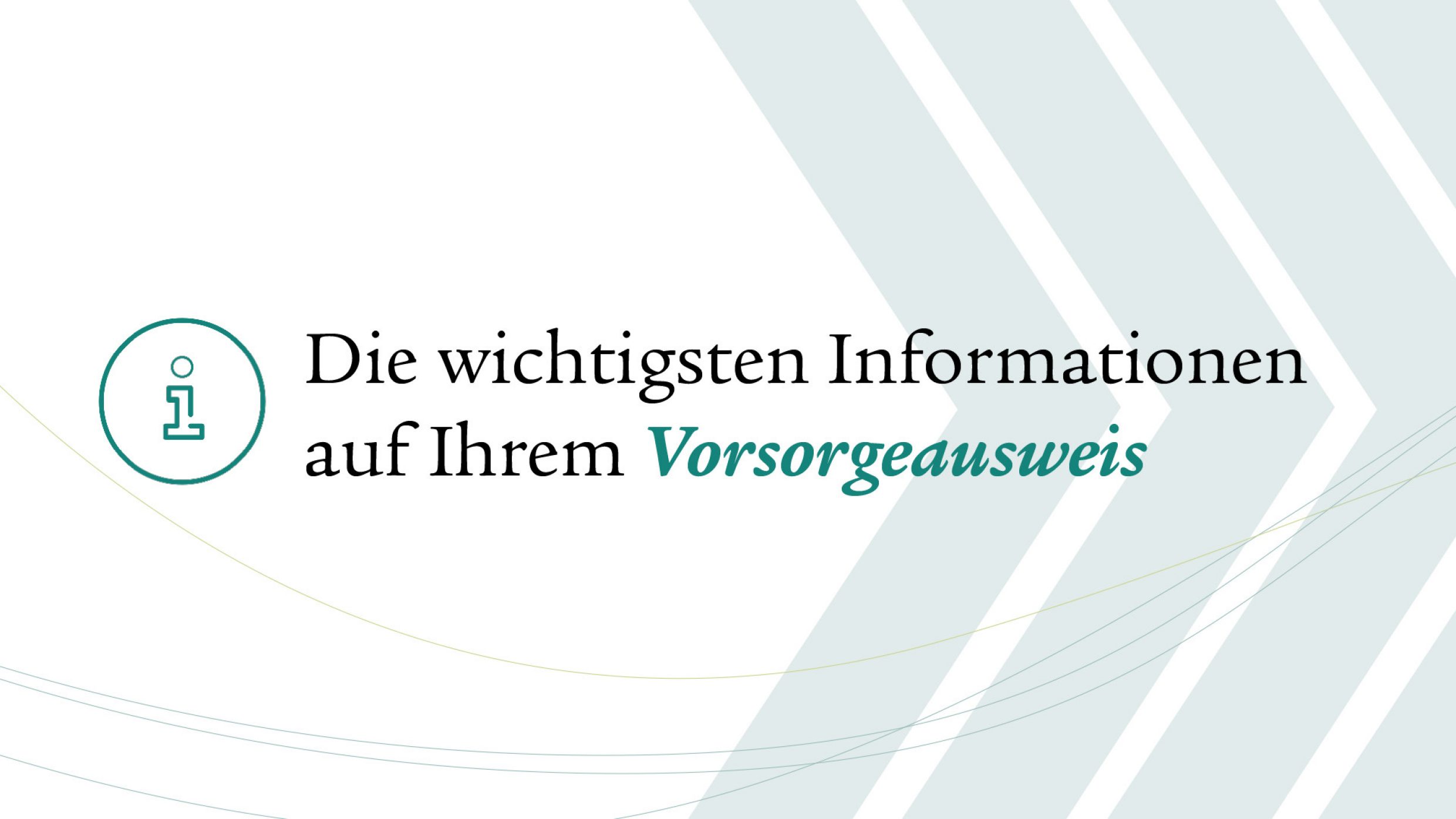 Präsentationsslide, auf dem steht "Die wichtigsten Informationen auf Ihrem Vorsorgeausweis". Links daneben befindet sich ein Icon mit einem eingekreisten i.