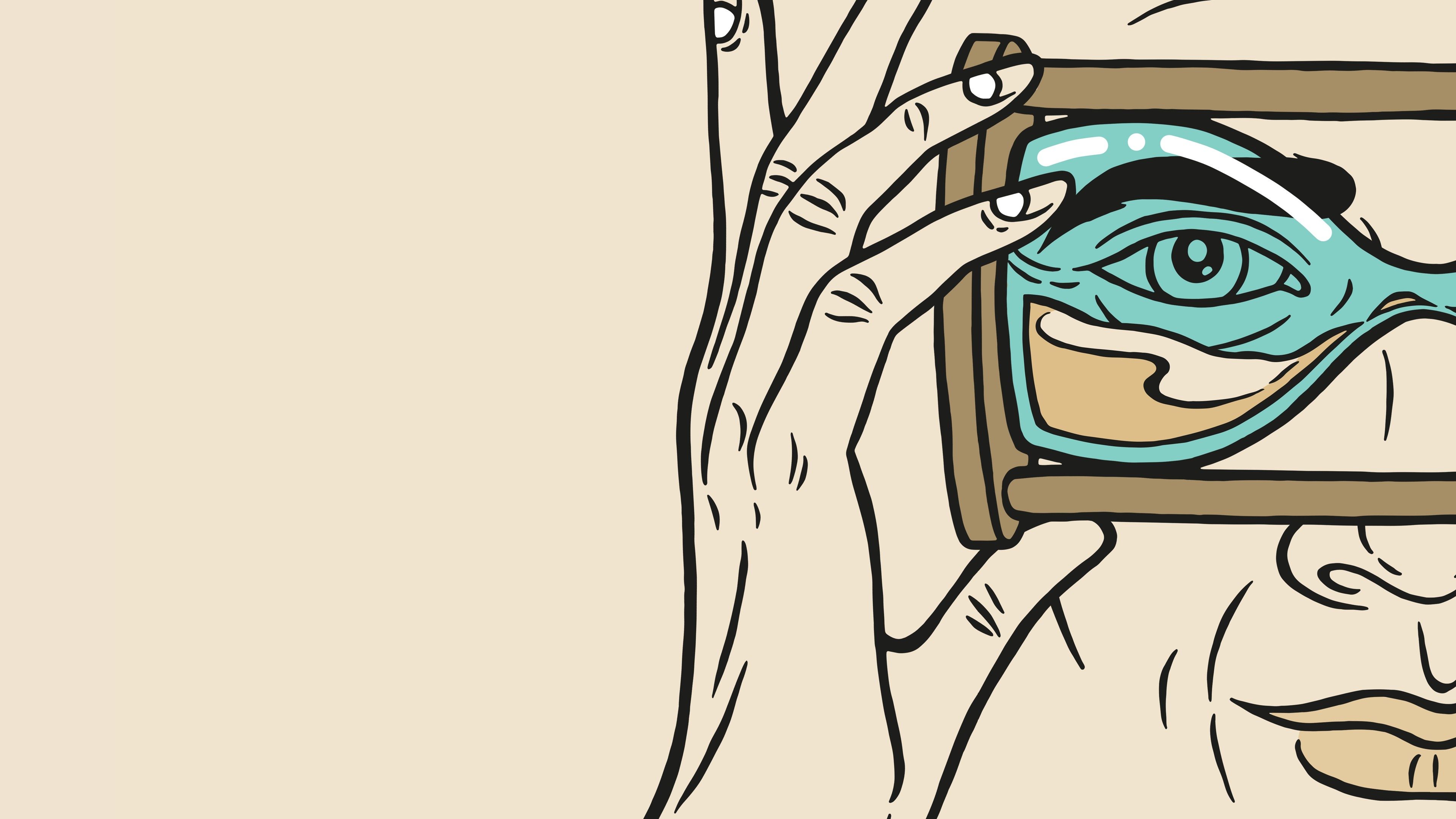 Illustration mit einer Person, die eine Sanduhr vor ihr Auge hält.