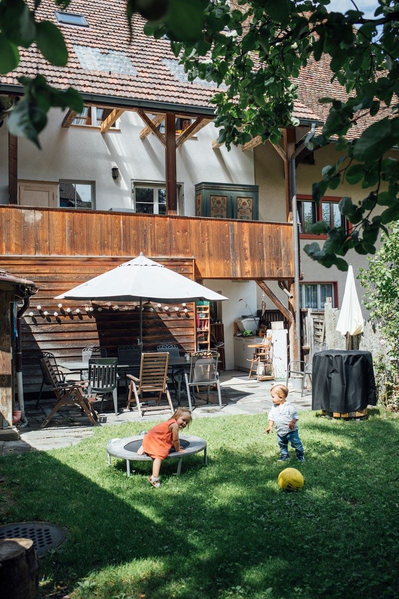 Garden with children playing.