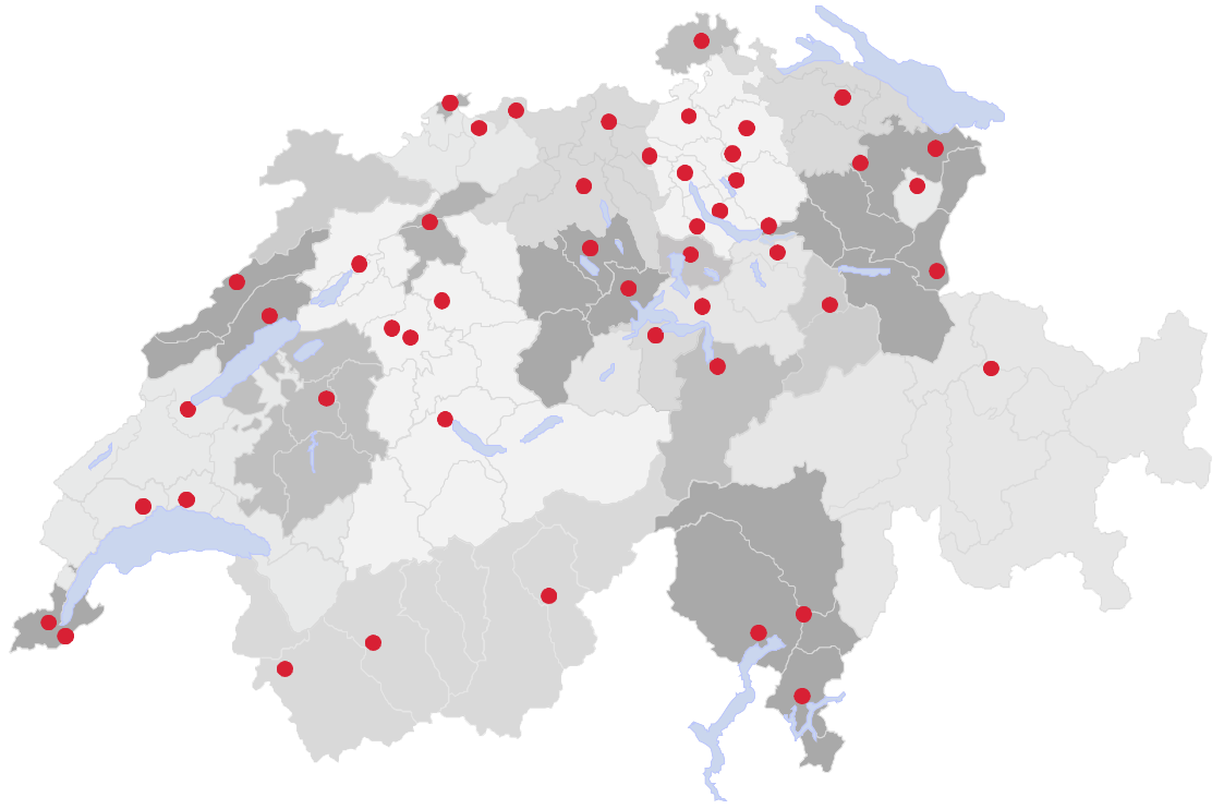 Immopulse Beratungsstandorte Schweizerkarte