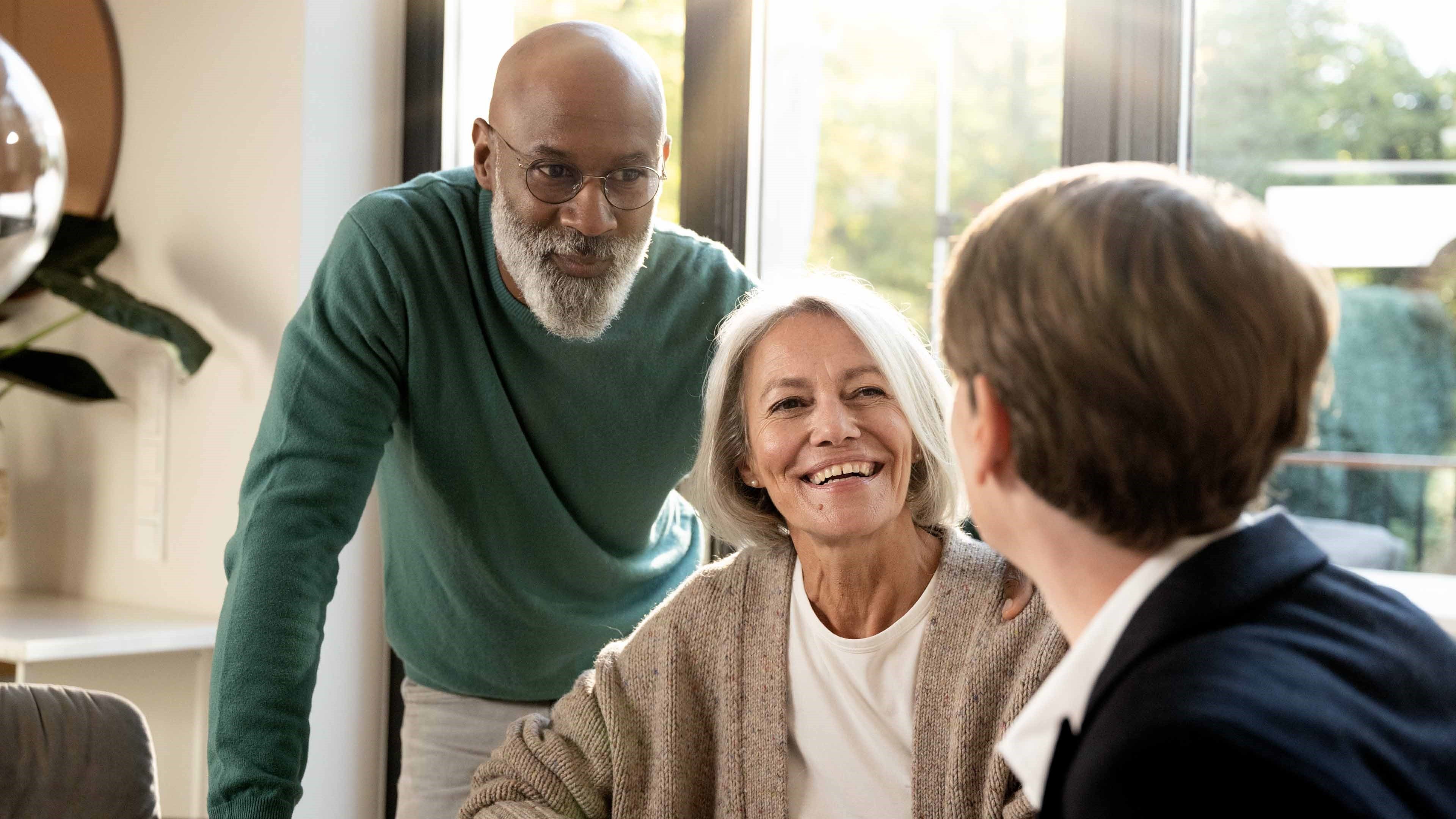 An older man and woman in a consultation