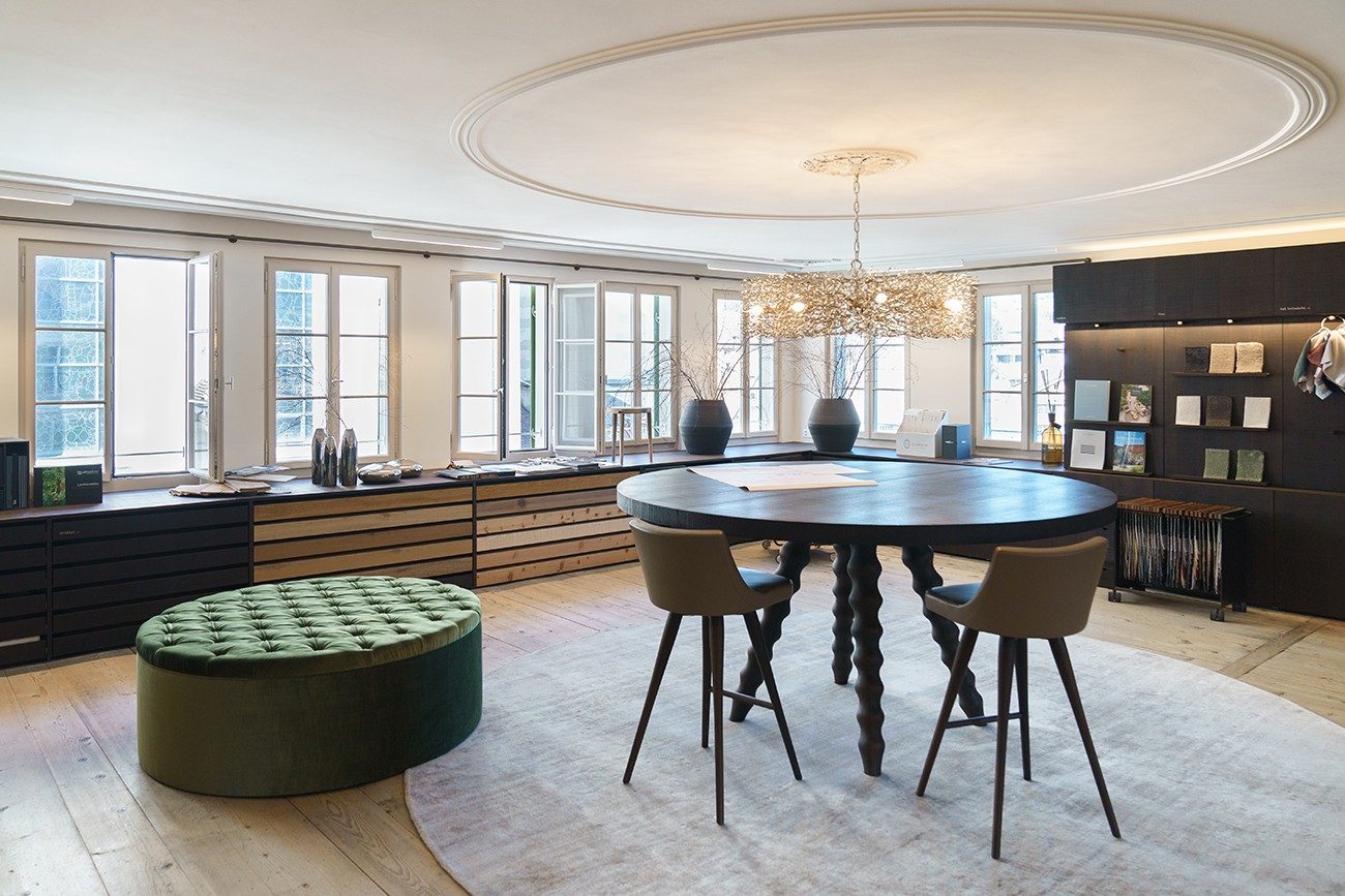 A table with chairs in a stylish interior