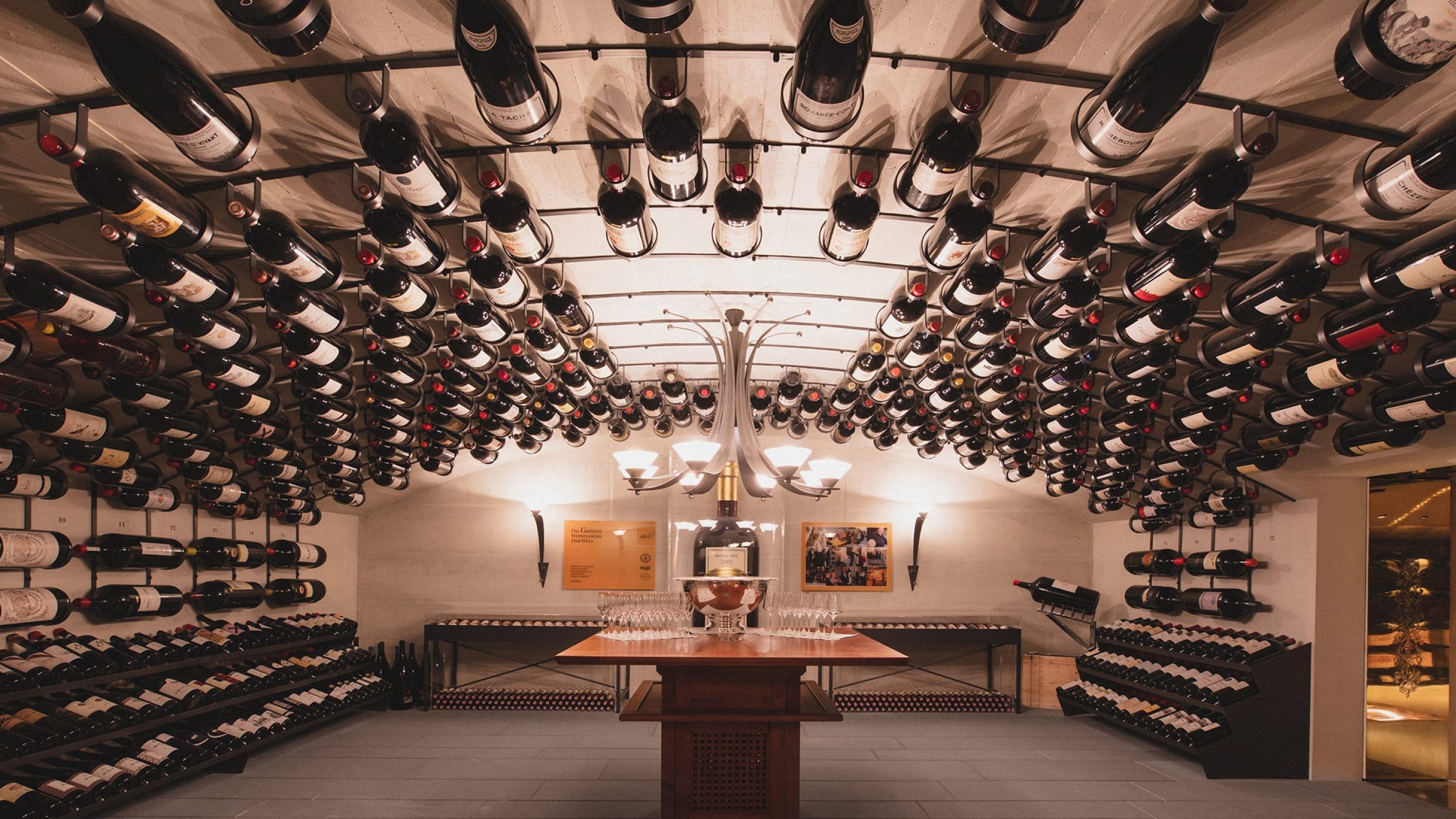 A hand-forged wine cellar.