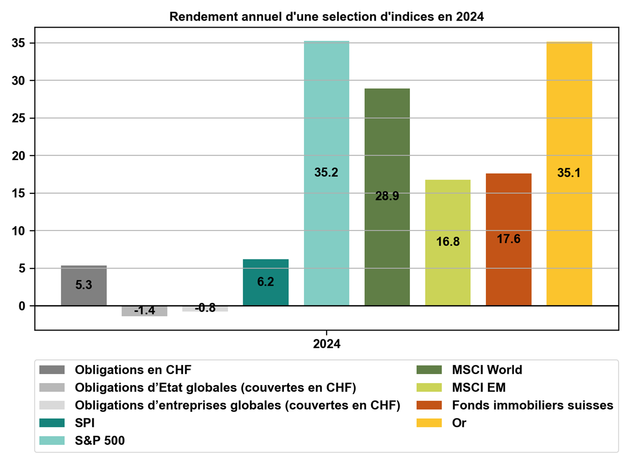 Schaubild Jahresrenditen 2024 Indizes