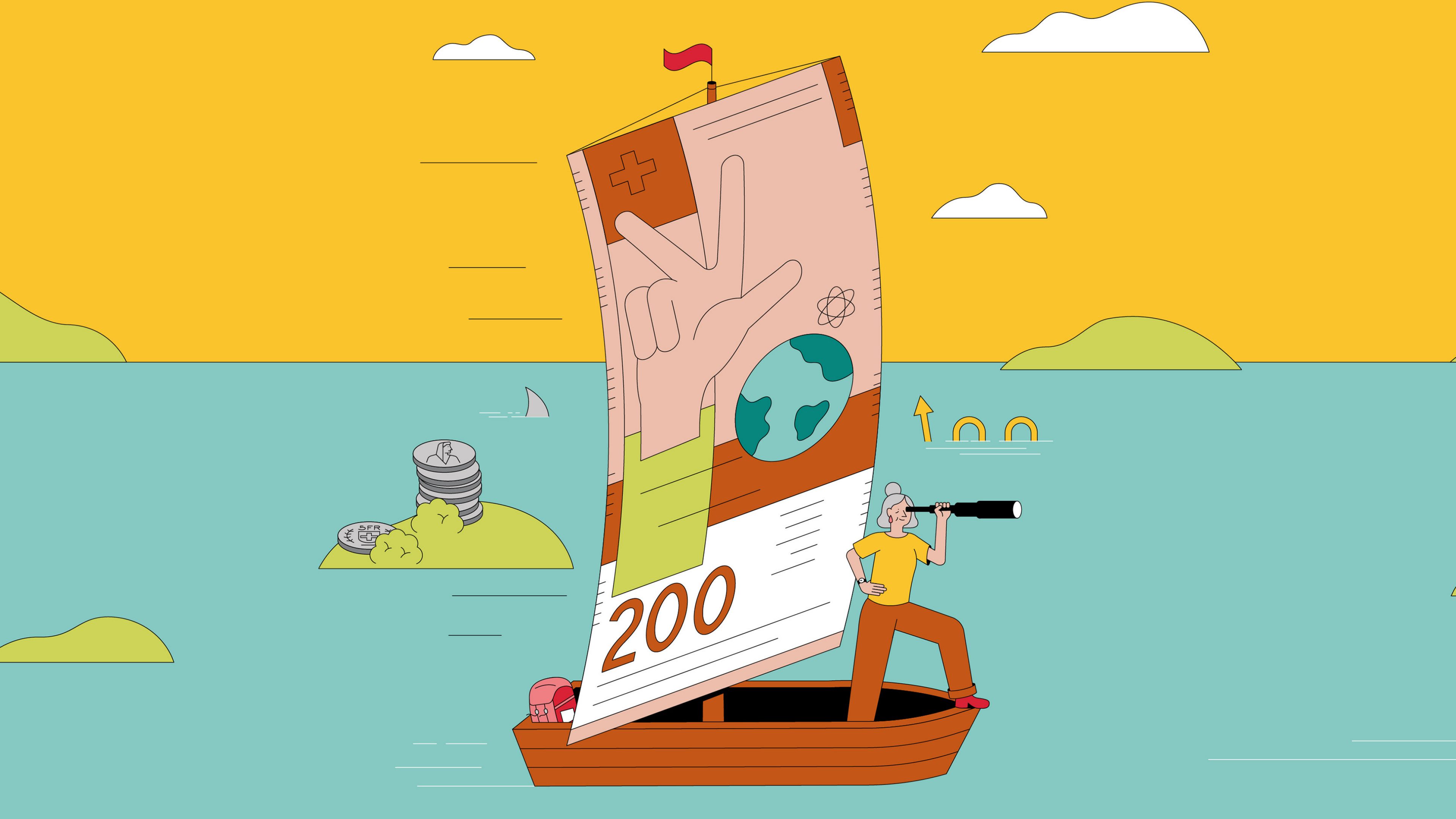 Illustration: une image d’objets à retrouver montre le paysage suisse de la prévoyance.