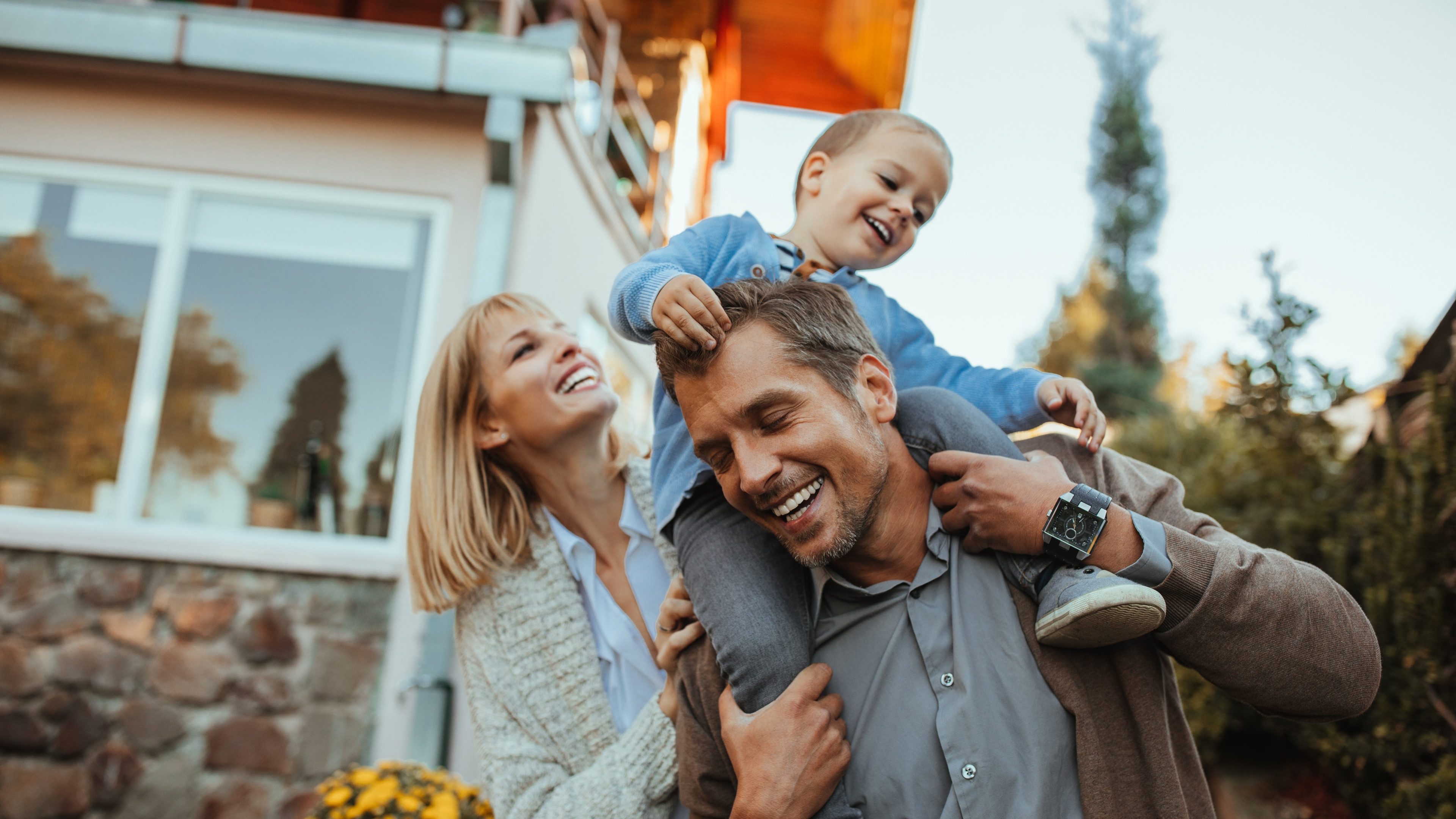 Family is having fun outdoors