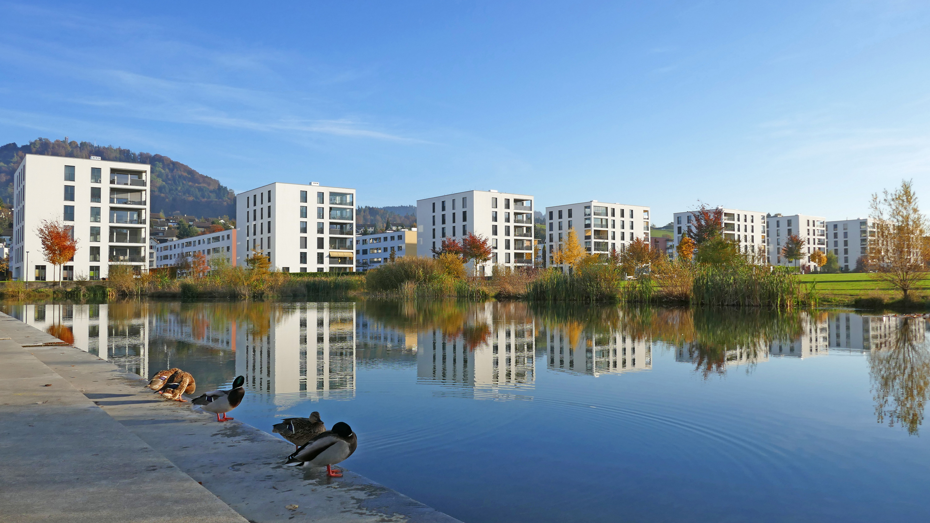 wohnhäuser am see, köniz, schweiz