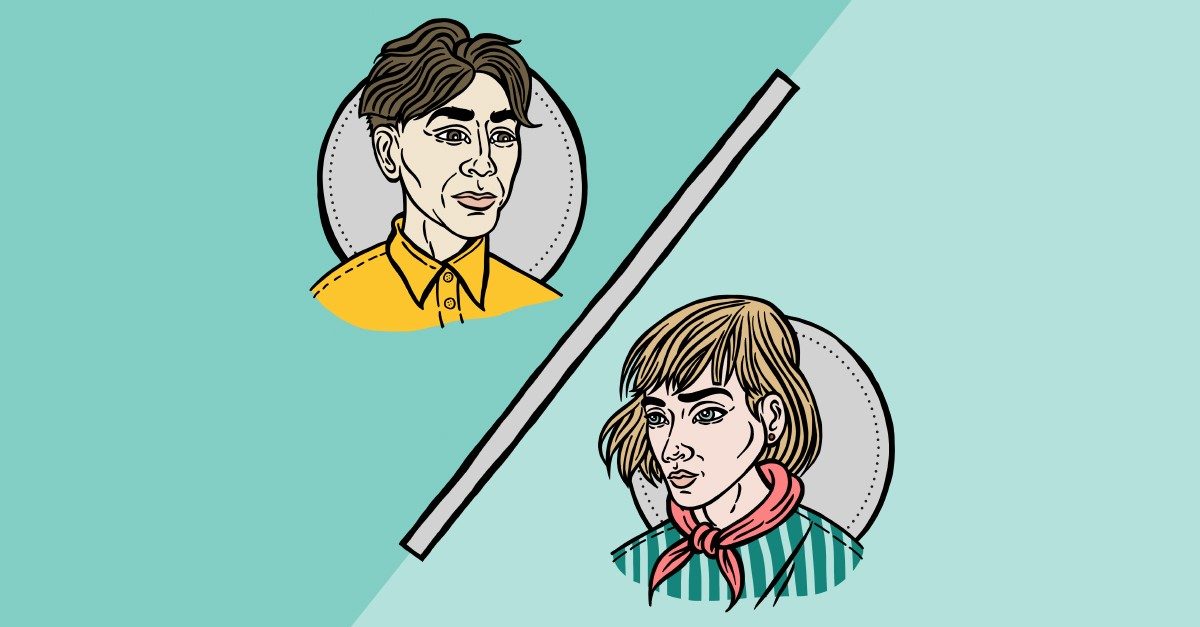 L’illustration montre le visage d’un homme et d’une femme